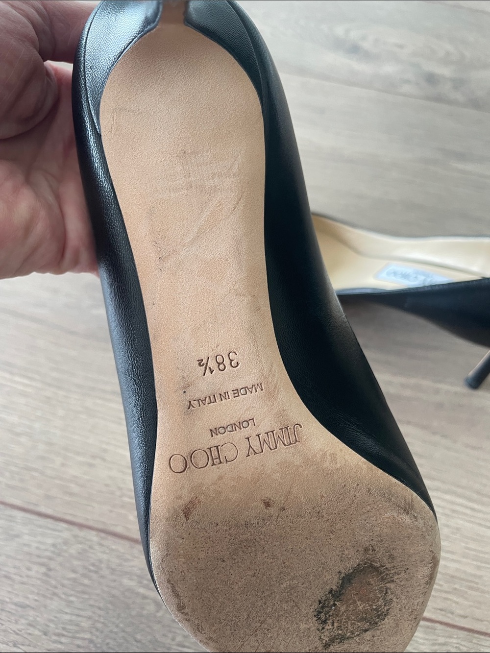 Jimmy Choo Black Pointed Leather Pumps - Picture 5 of 6